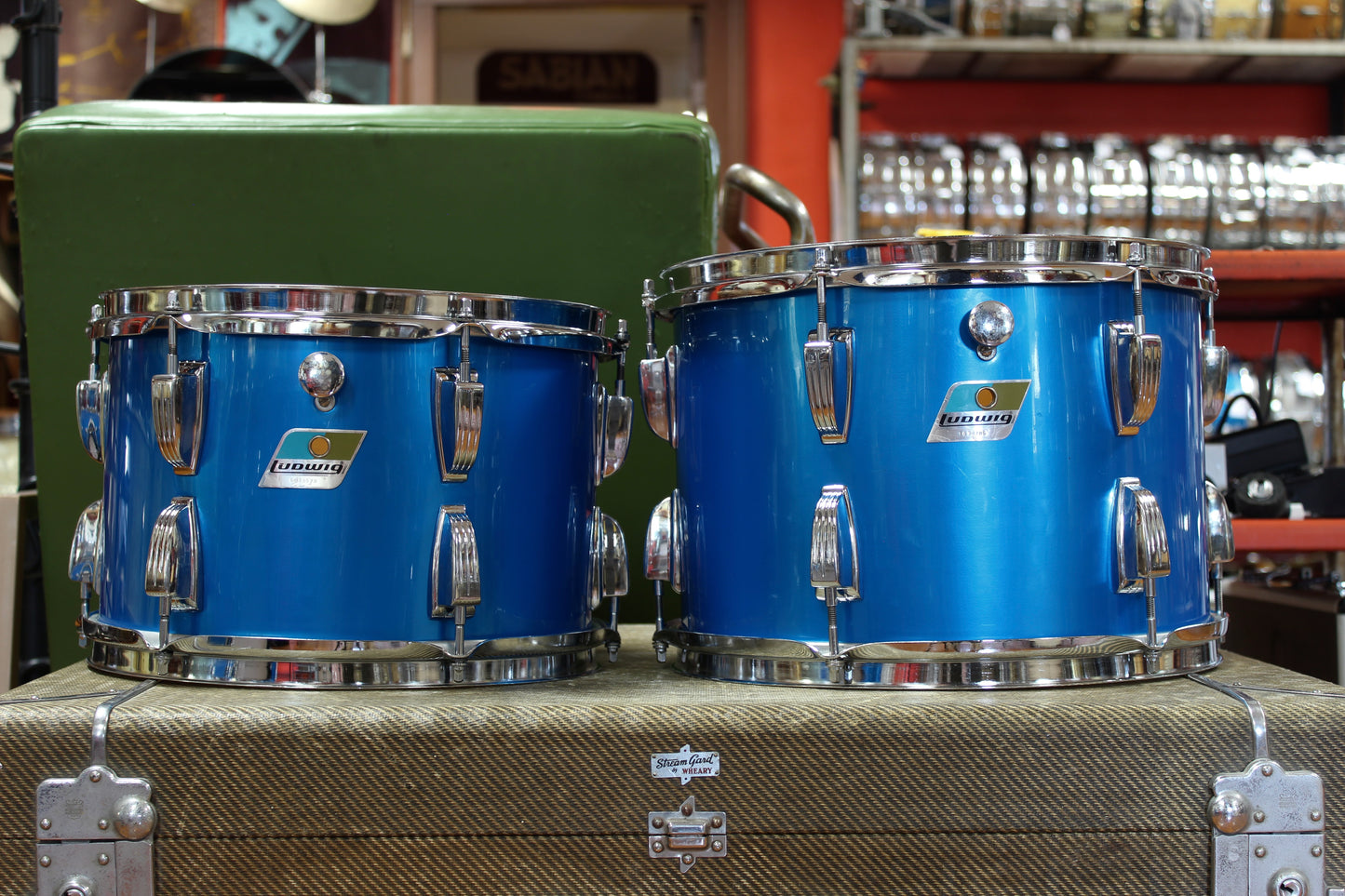 1970s Ludwig Hollywood outfit in Blue Silk 14x22 16x16 9x13 8x12