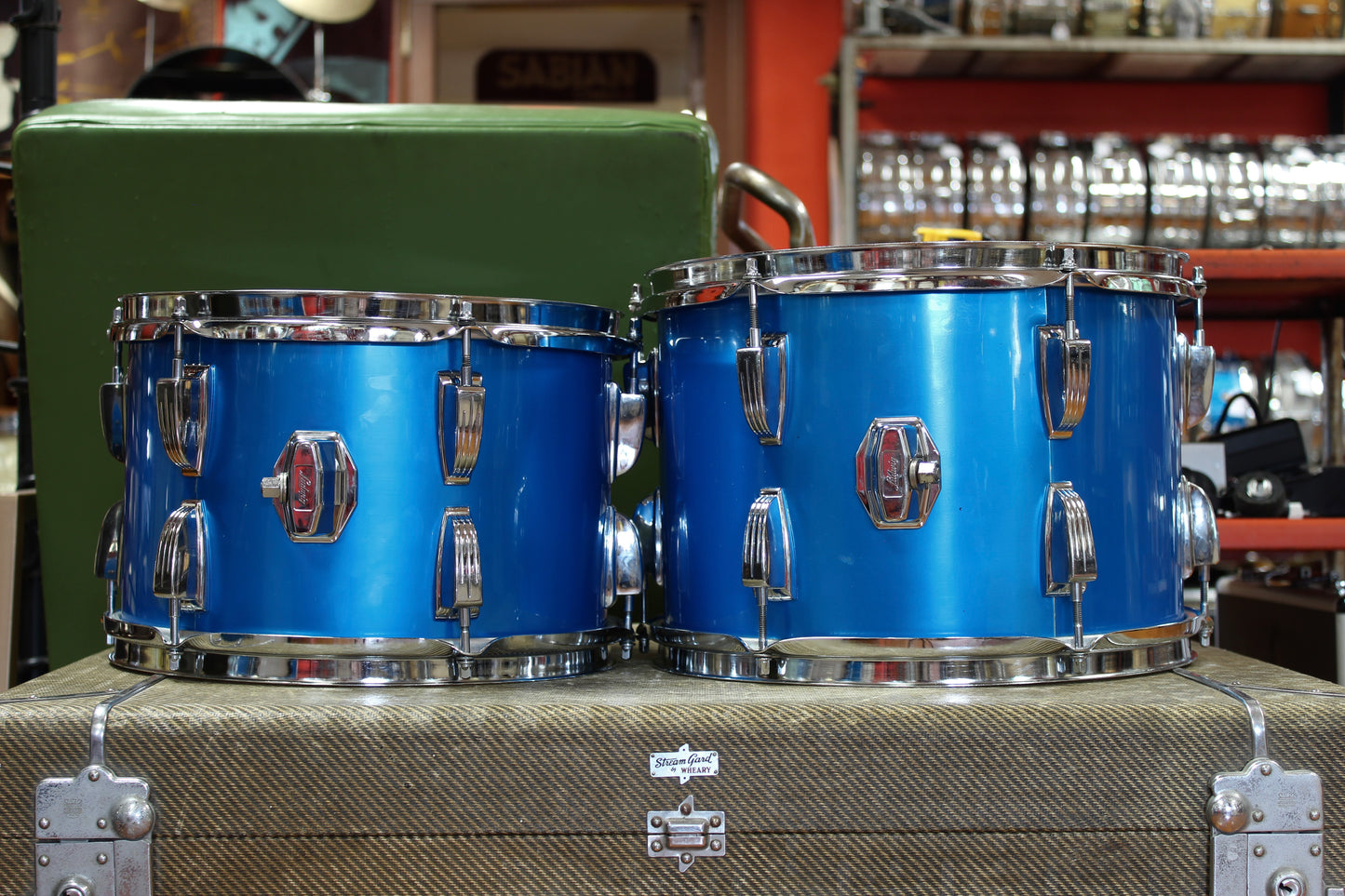 1970s Ludwig Hollywood outfit in Blue Silk 14x22 16x16 9x13 8x12