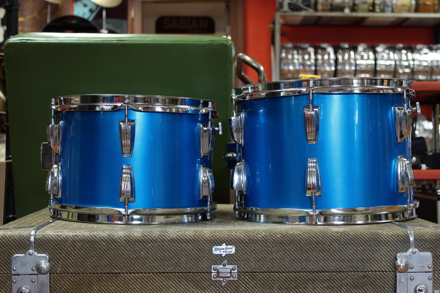 1970s Ludwig Hollywood outfit in Blue Silk 14x22 16x16 9x13 8x12
