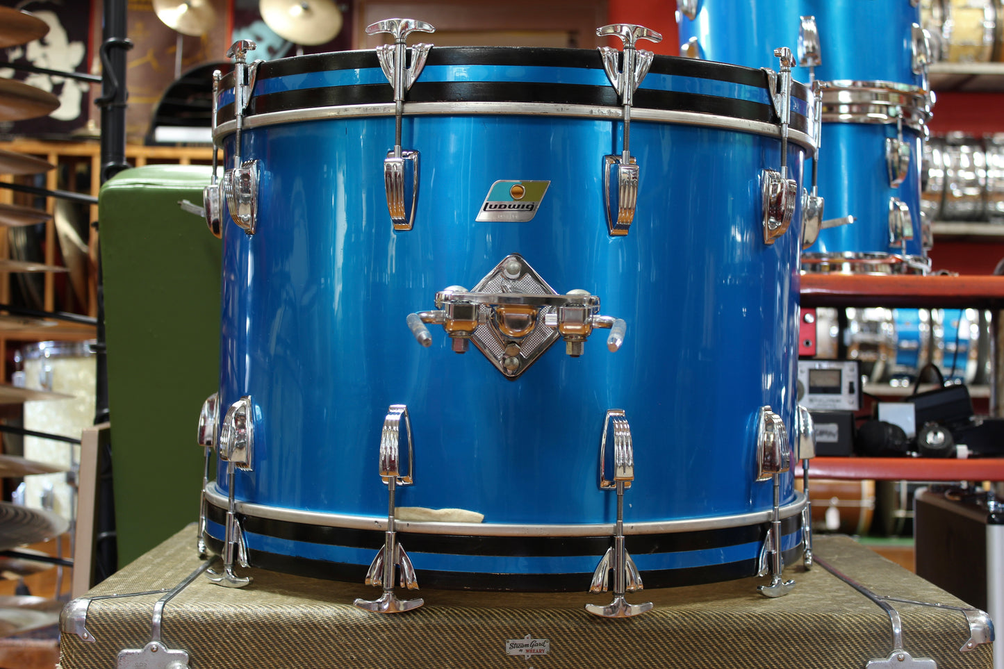 1970s Ludwig Hollywood outfit in Blue Silk 14x22 16x16 9x13 8x12