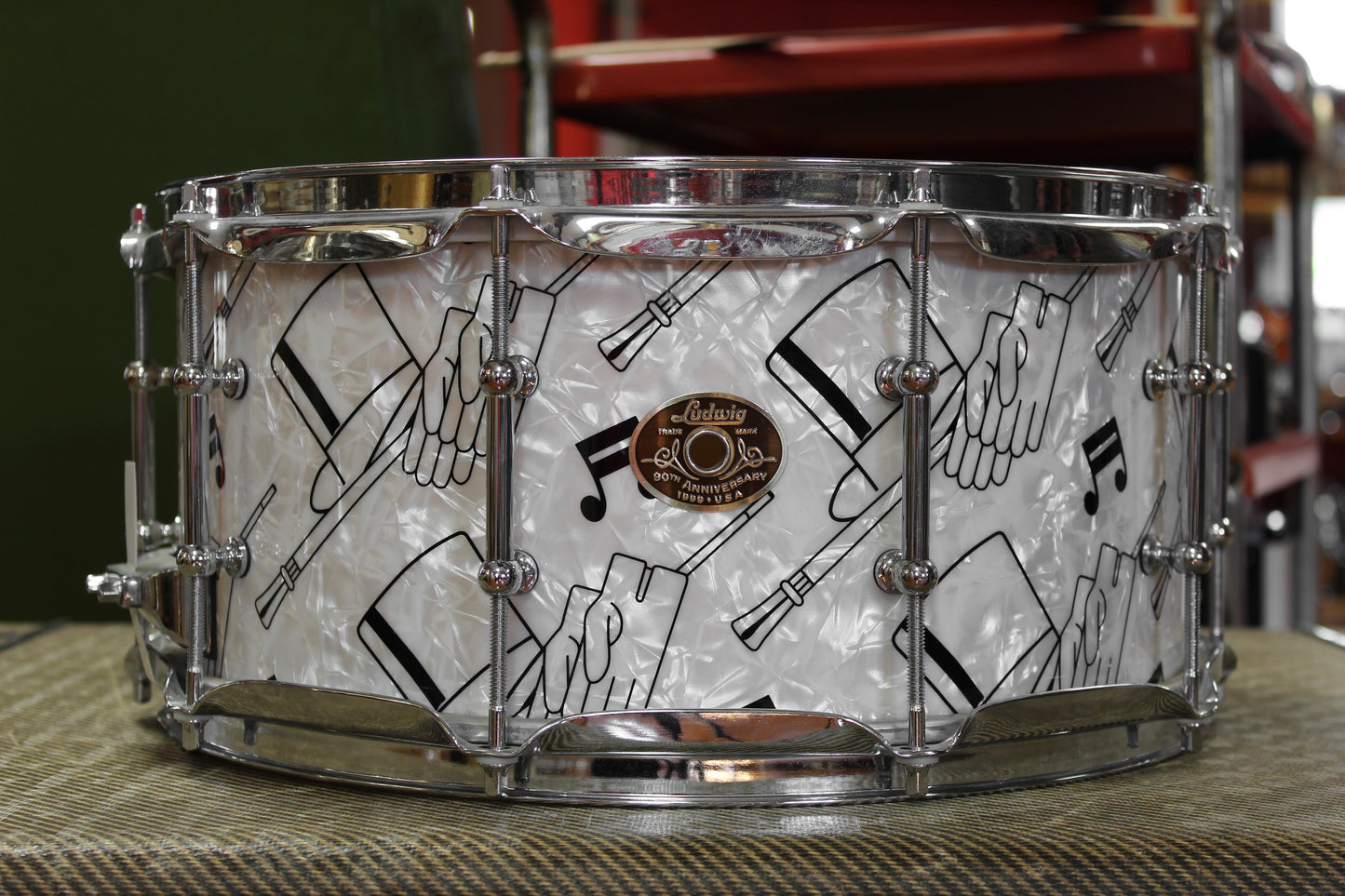 1999 Ludwig 90th Anniversary 6.5x14 Top Hat & Cane Snare Drum NOS
