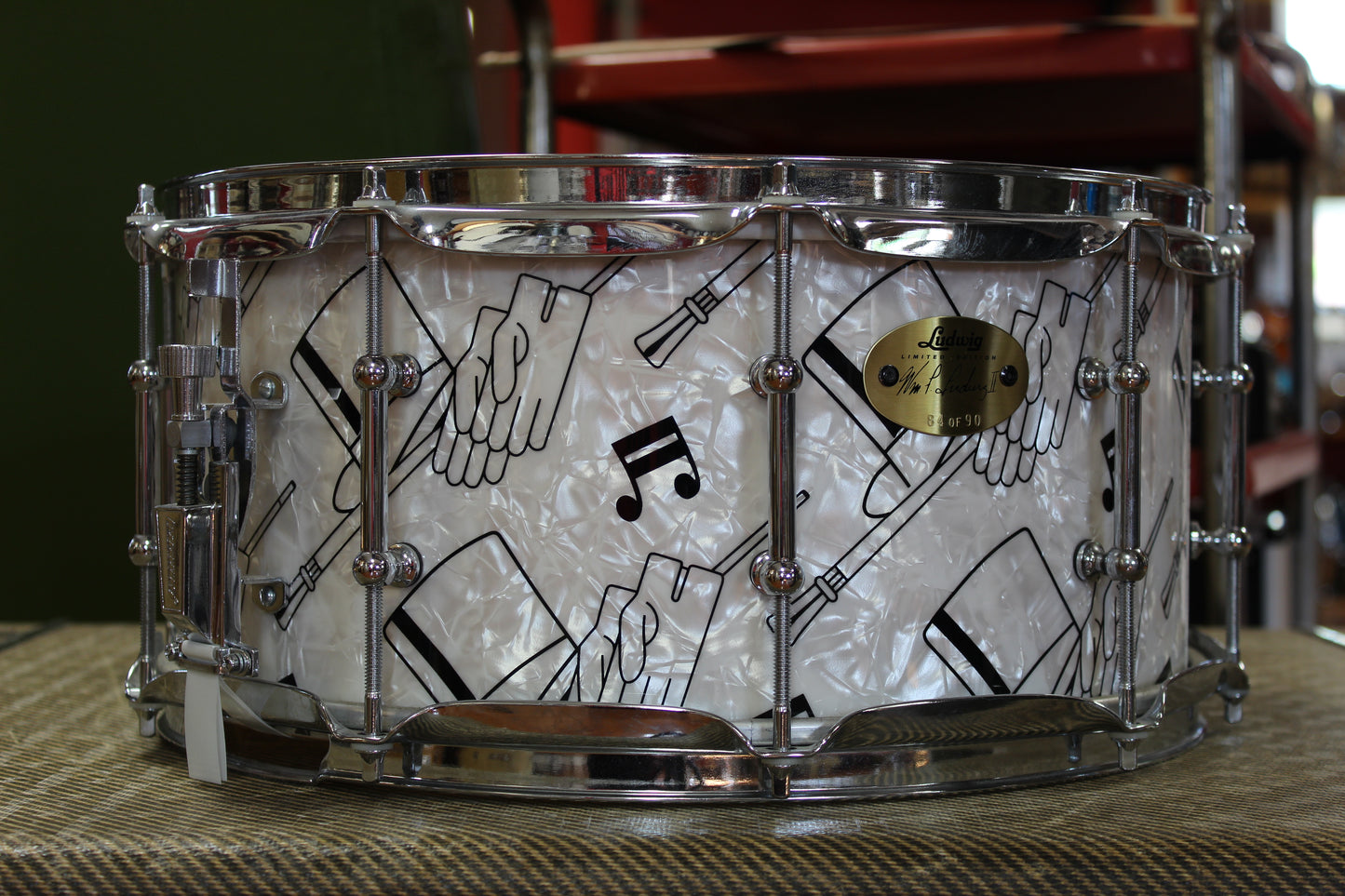 1999 Ludwig 90th Anniversary 6.5x14 Top Hat & Cane Snare Drum NOS