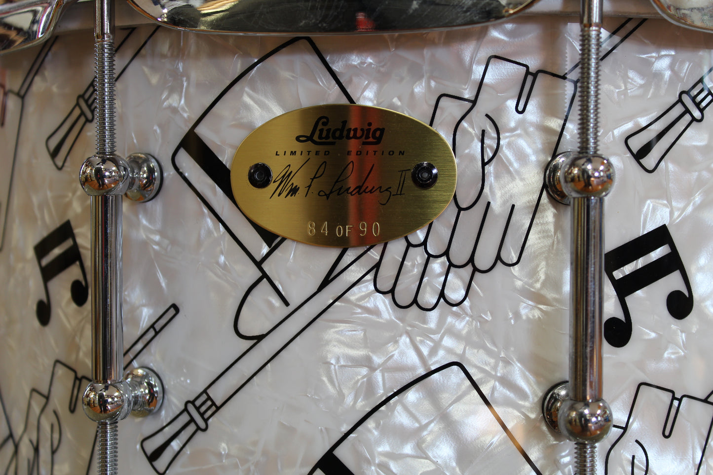 1999 Ludwig 90th Anniversary 6.5x14 Top Hat & Cane Snare Drum NOS