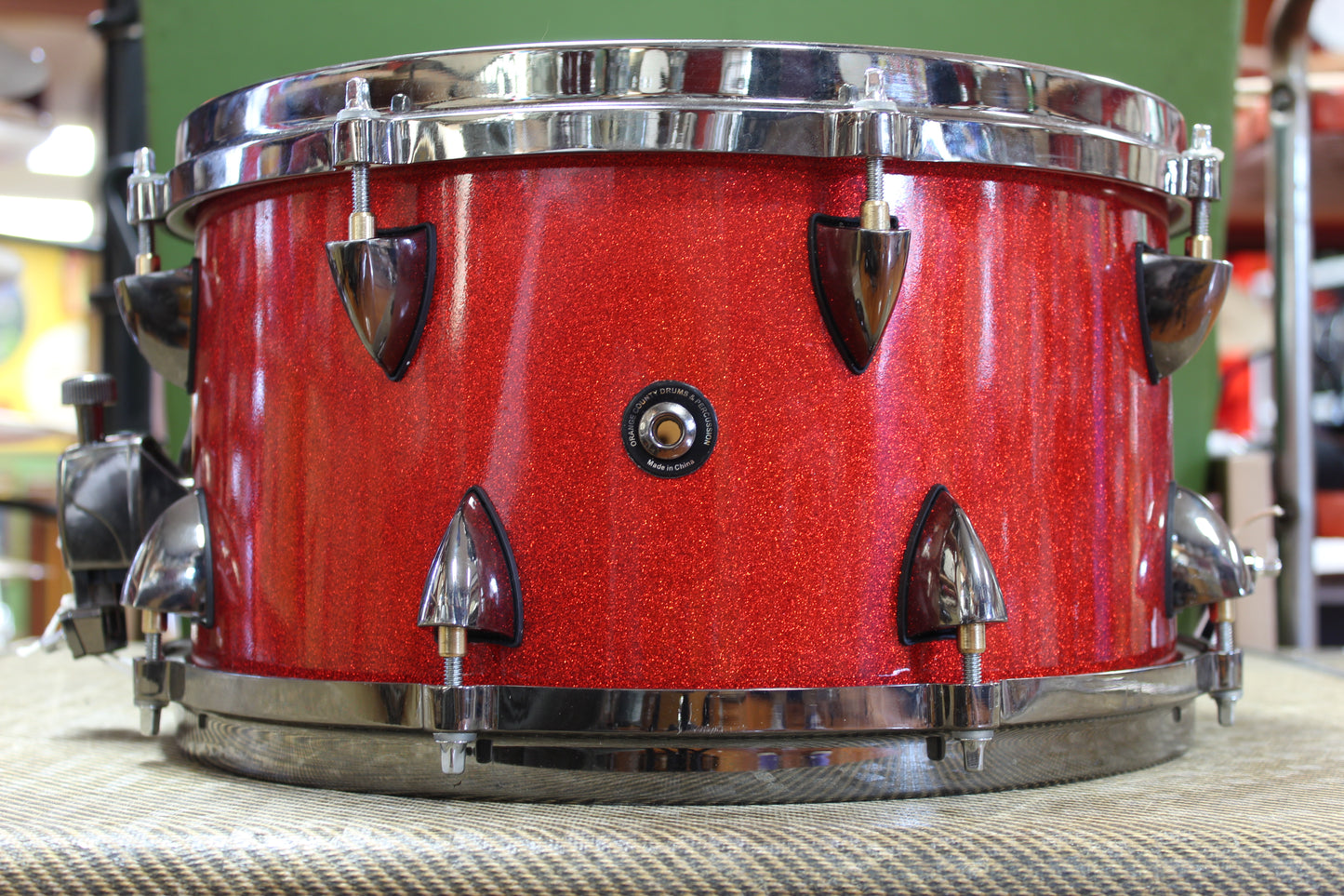 00s Orange County 7X13 Snare Drum in Red Glitter