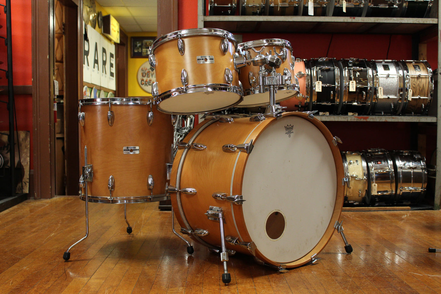 1970s Yamaha 9000 Series Outfit in Natural Birch14x22 8x12 9x13 16x16