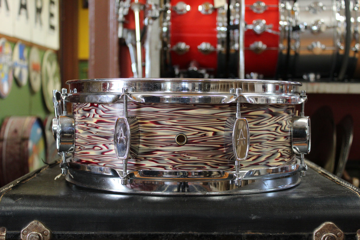 1960s Ajax 5x14 Boosey and Hawkes Snare Drum in Red Ripple