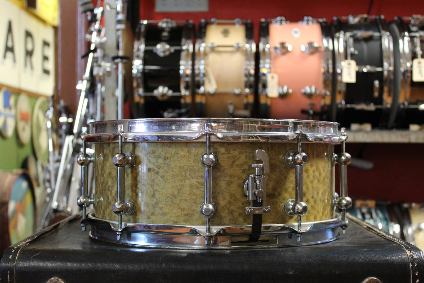 1998 Brady 5.5"x14" Jarrah Ply Snare Drum in Silver Gimlet
