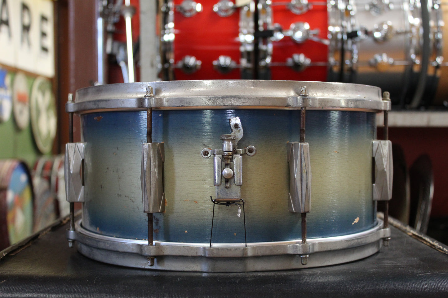 1950s Gretsch 6.5x14 Snare Drum in Blue and Silver Duco