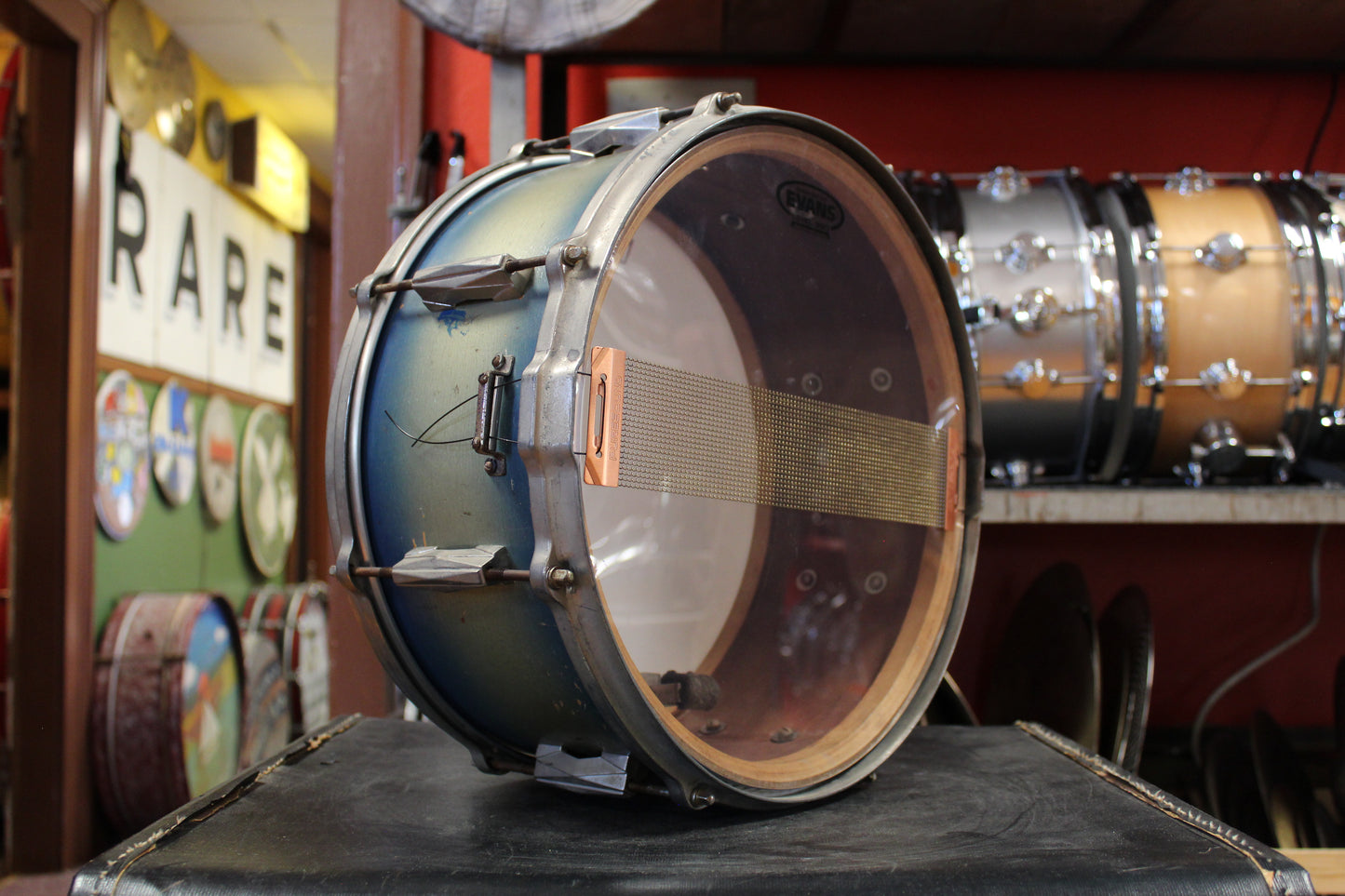 1950s Gretsch 6.5x14 Snare Drum in Blue and Silver Duco
