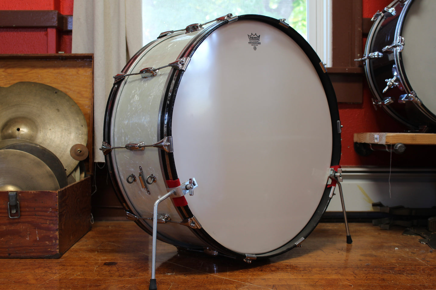 1970s Slingerland 10"x26" Bass Drum in White Marine Pearl