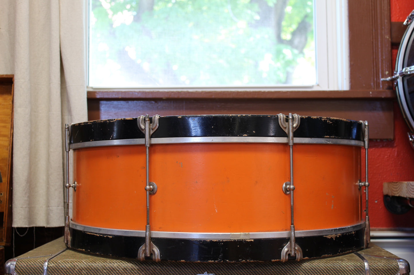 1950s Leedy & Ludwig 8x26 Bass Drum in Orange Duco