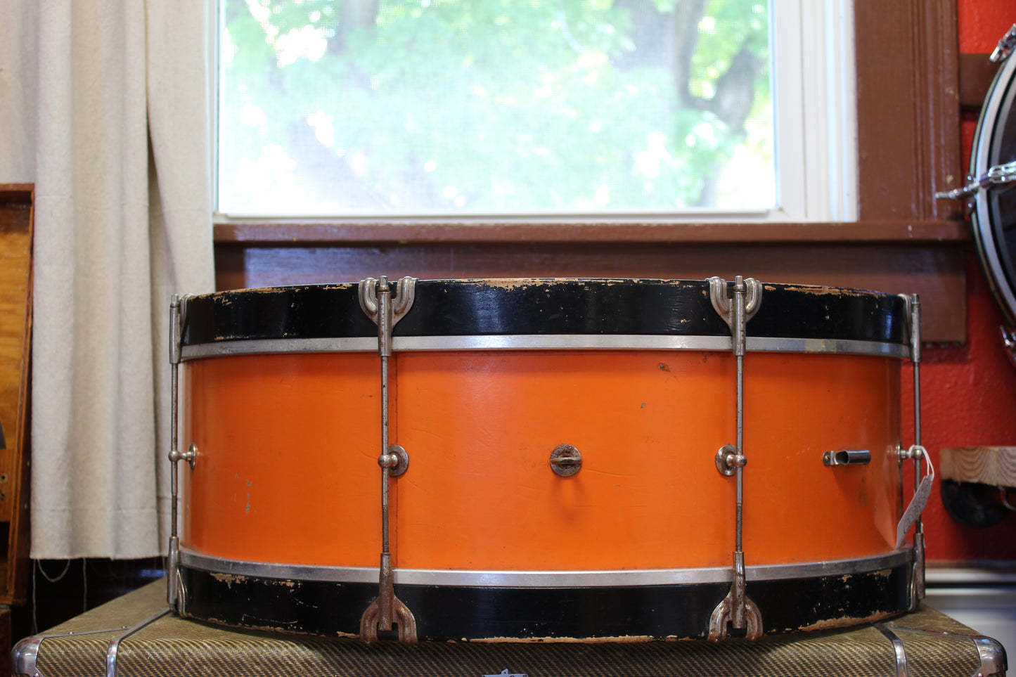 1950s Leedy & Ludwig 8x26 Bass Drum in Orange Duco