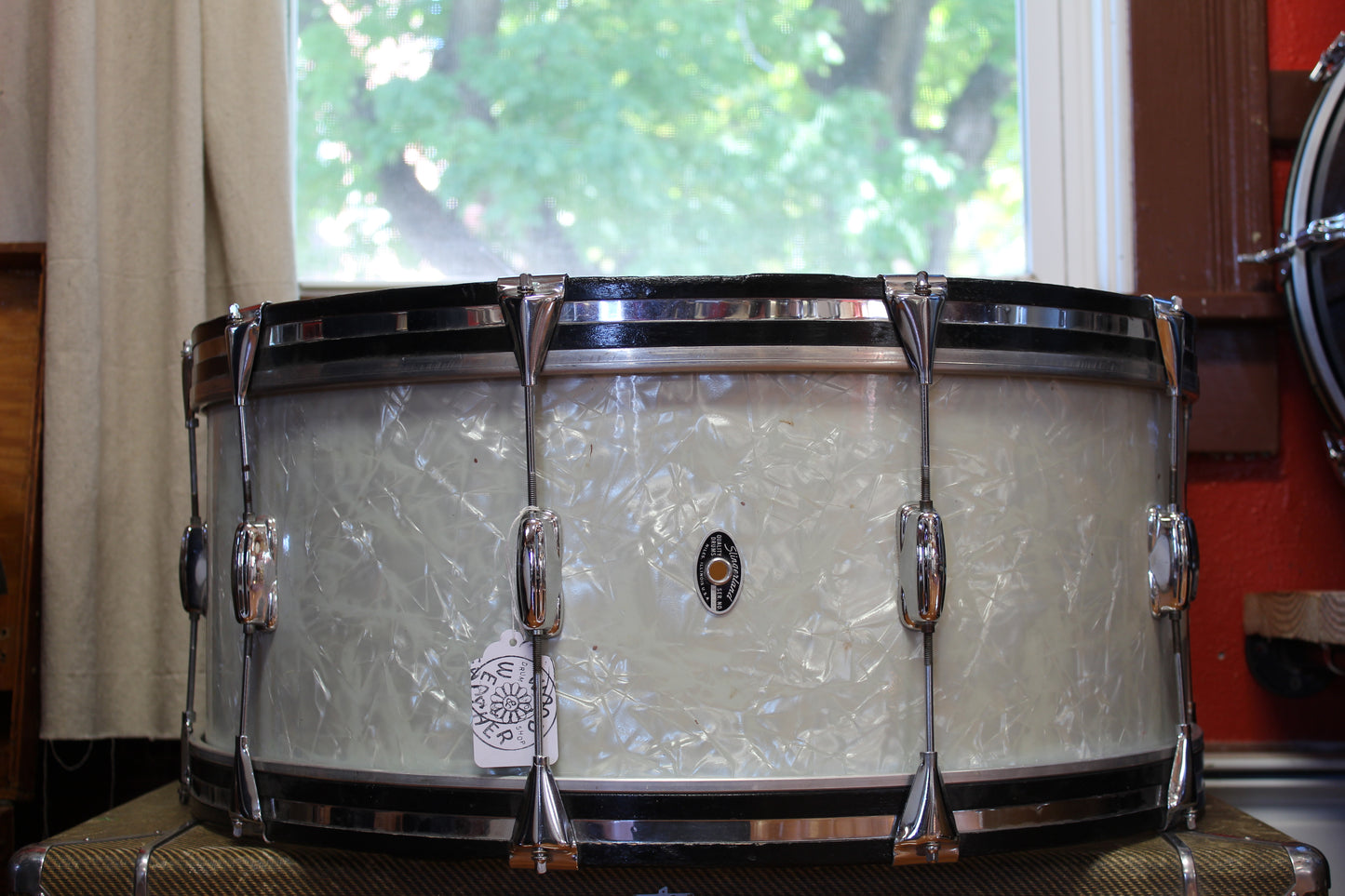 1970s Slingerland 10"x26" Bass Drum in White Marine Pearl