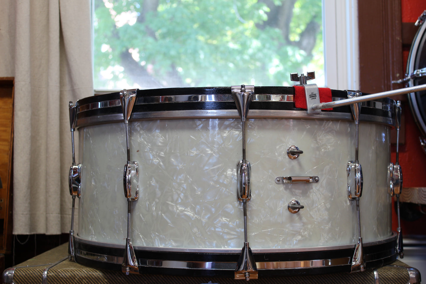 1970s Slingerland 10"x26" Bass Drum in White Marine Pearl