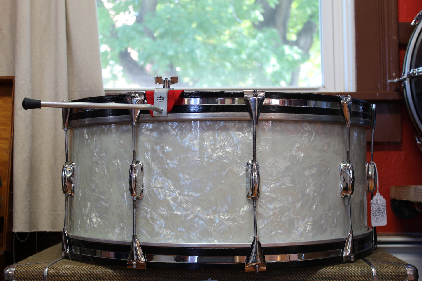 1970s Slingerland 10"x26" Bass Drum in White Marine Pearl