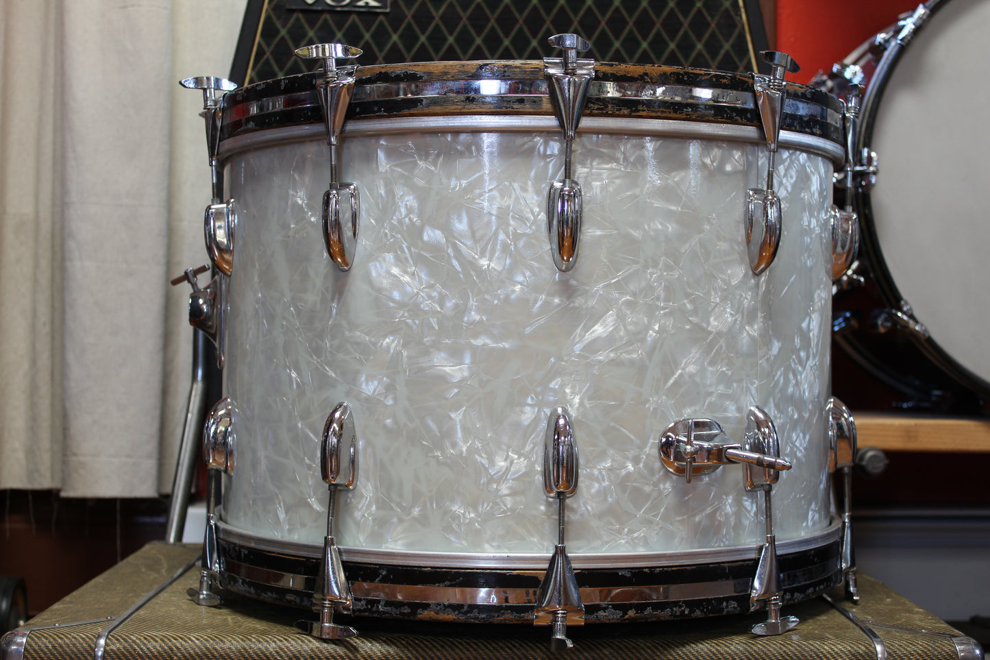 1970s Slingerland in White Marine Pearl 14x22 16x16 9x13