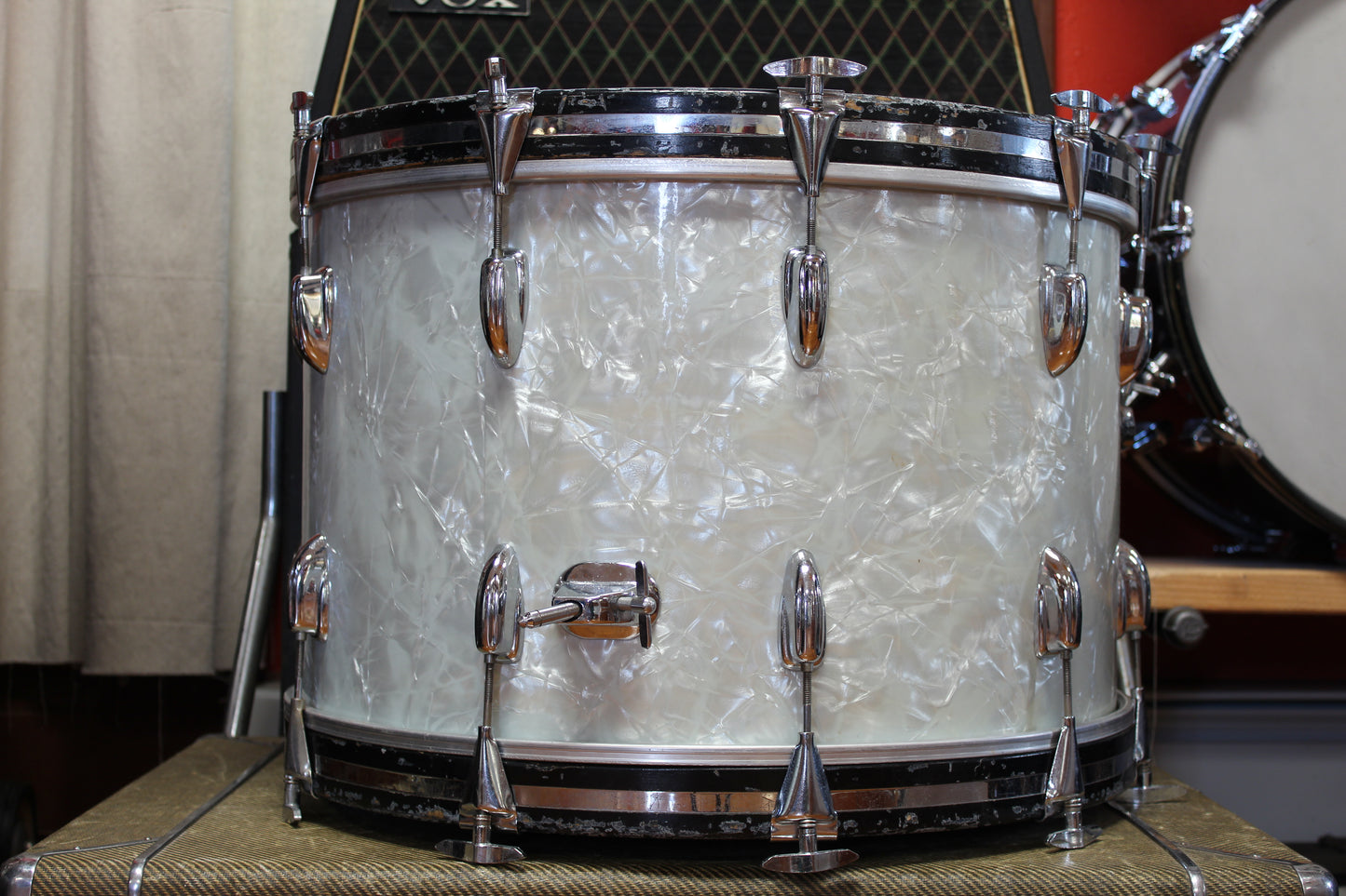 1970s Slingerland in White Marine Pearl 14x22 16x16 9x13