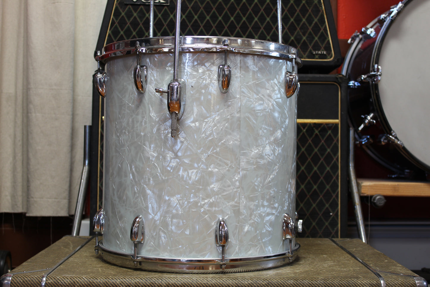 1970s Slingerland in White Marine Pearl 14x22 16x16 9x13