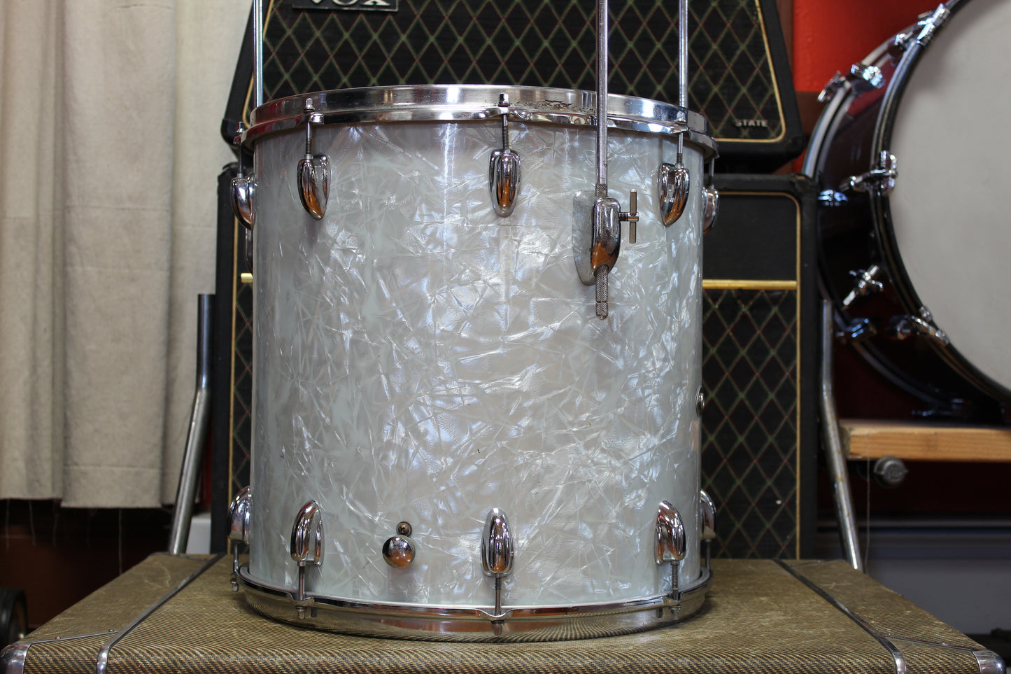 1970s Slingerland in White Marine Pearl 14x22 16x16 9x13