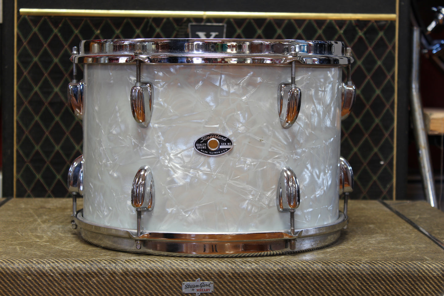 1970s Slingerland in White Marine Pearl 14x22 16x16 9x13