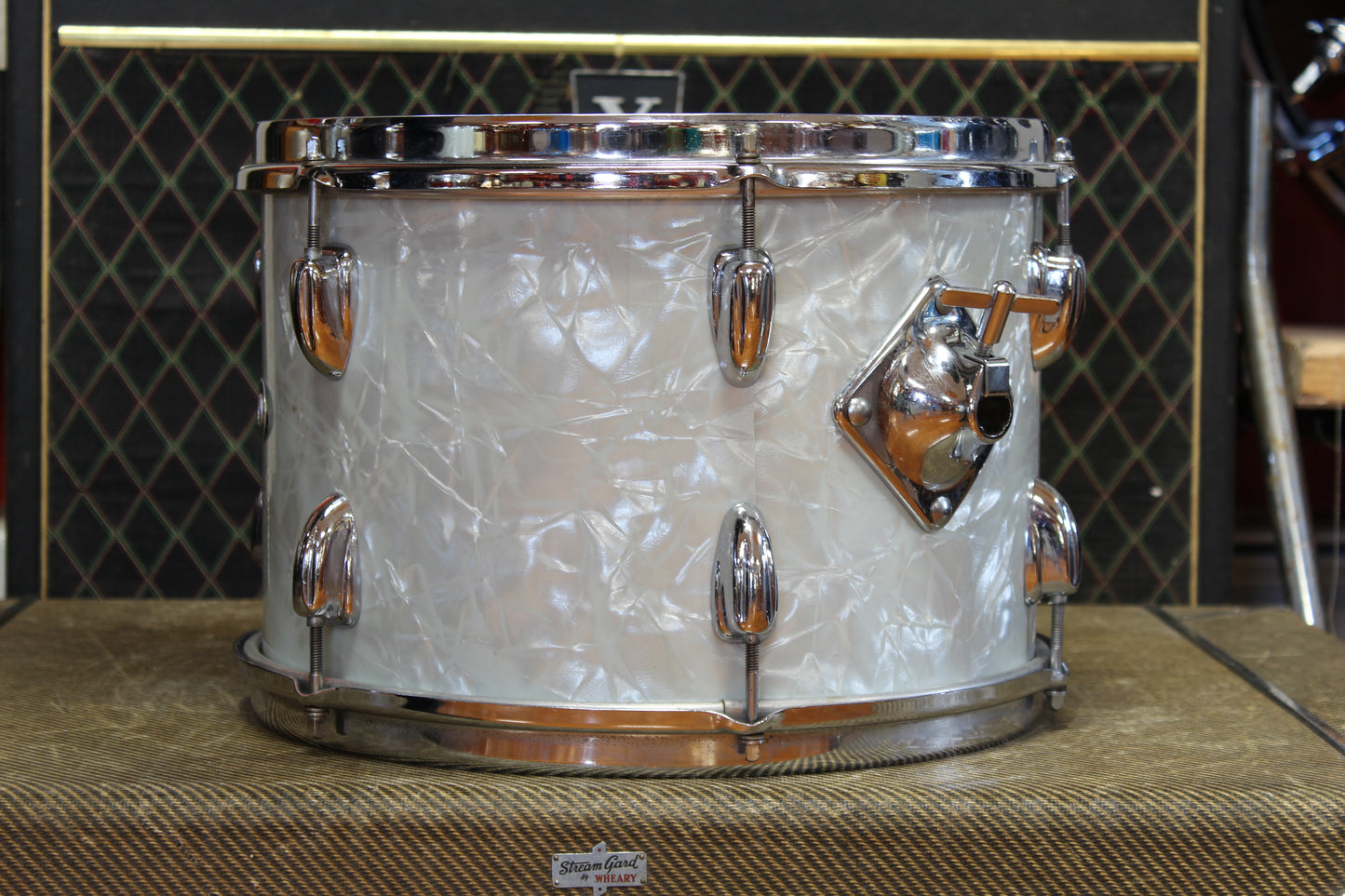 1970s Slingerland in White Marine Pearl 14x22 16x16 9x13