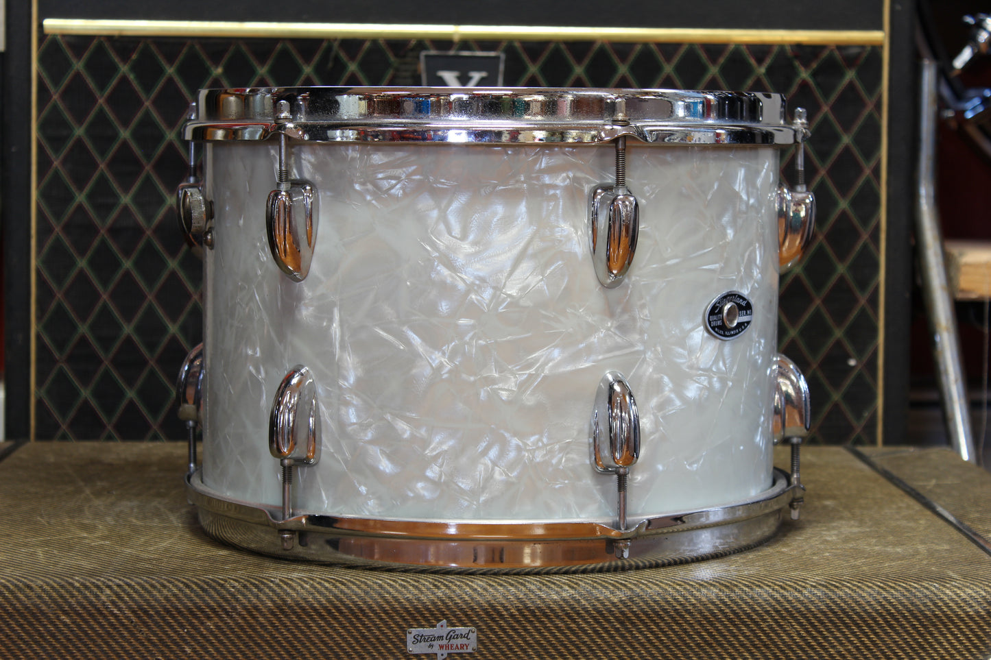 1970s Slingerland in White Marine Pearl 14x22 16x16 9x13