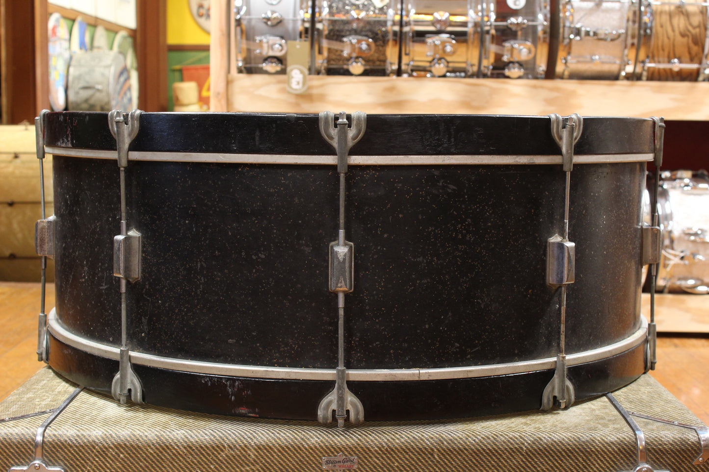 1940s Leedy 10x30 Spartan Scotch Type Bass Drum in Black Sparkle