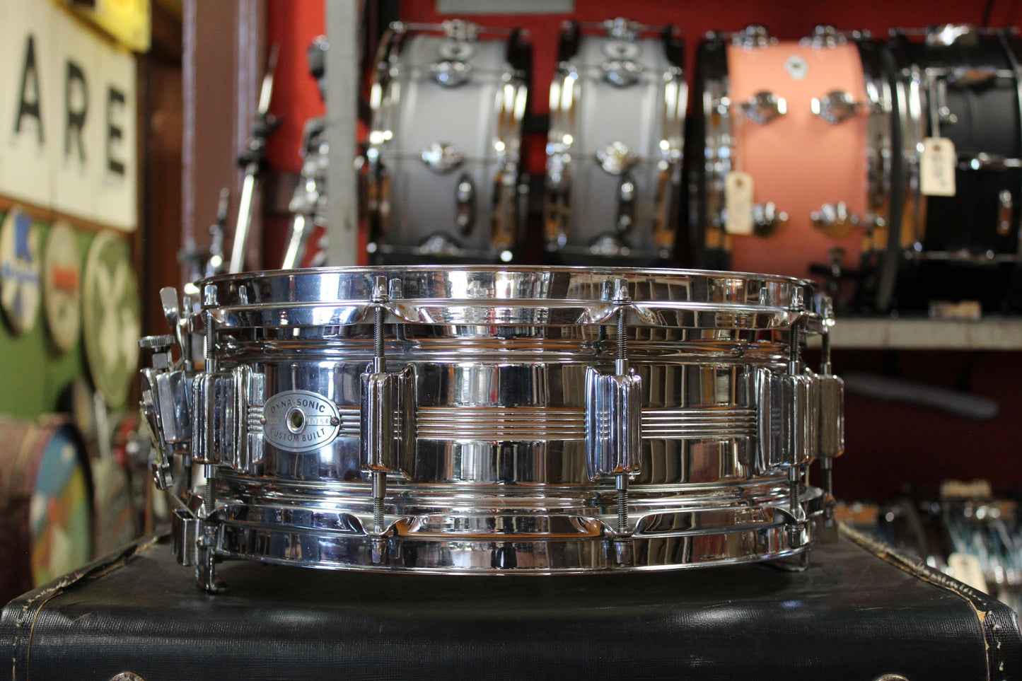 1960s Rogers 5x14 Chrome Over Brass Dyna-Sonic Snare Drum #19154