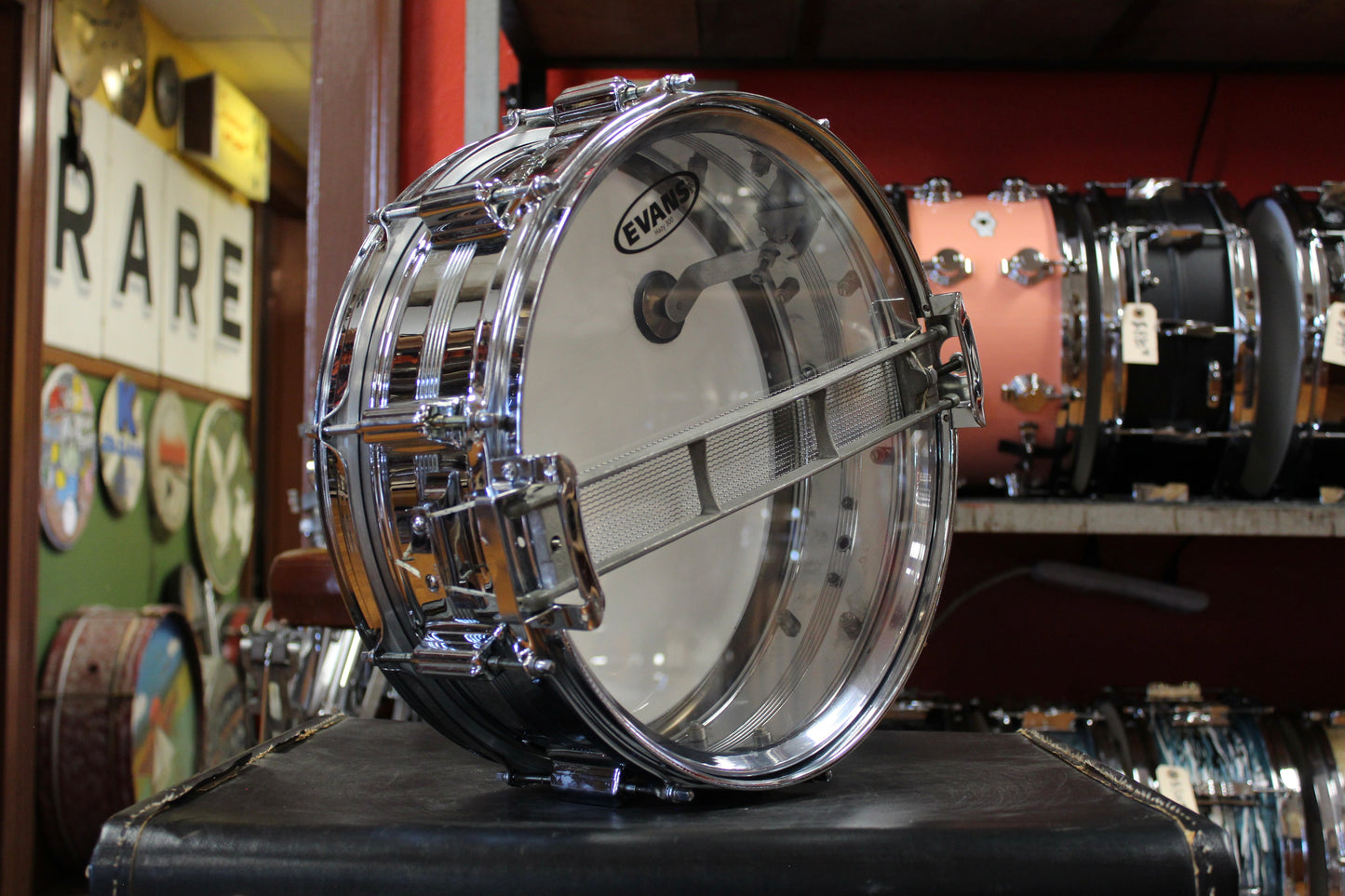 1960s Rogers 5x14 Chrome Over Brass Dyna-Sonic Snare Drum #19154