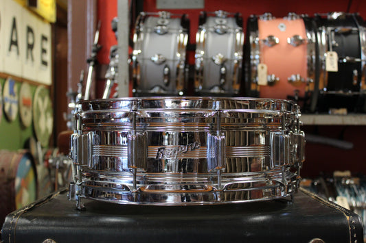 1960s Rogers Chrome Over Brass 5x14 Dyna-sonic Snare Drum #20148