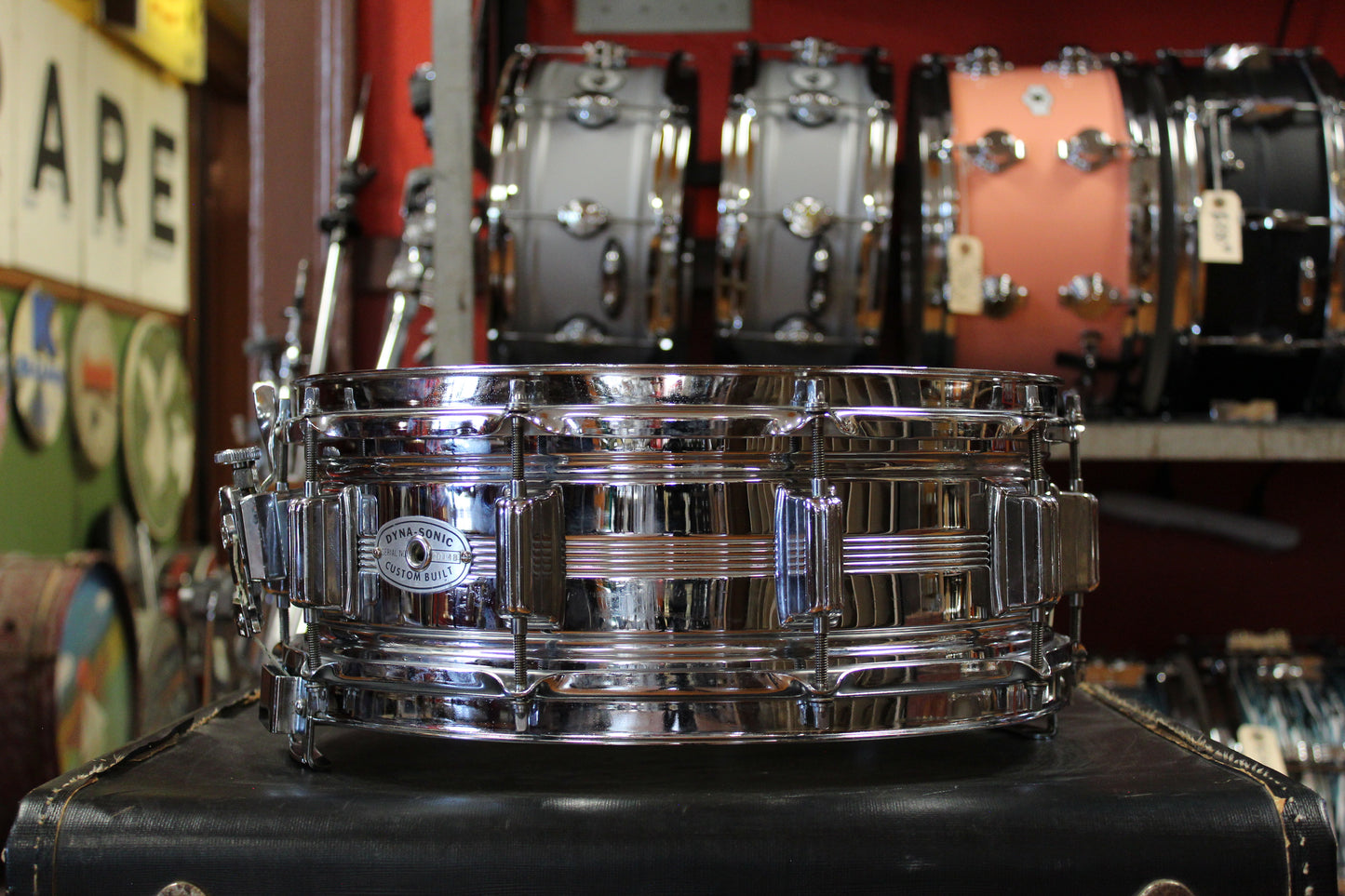 1960s Rogers Chrome Over Brass 5x14 Dyna-sonic Snare Drum #20148