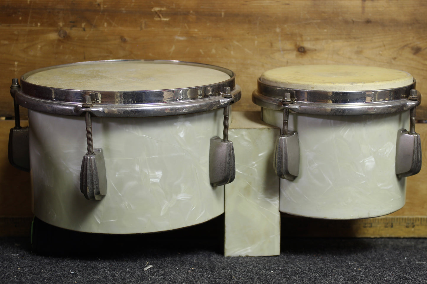 1950's Slingerland 6"/8" Bongo Set in White Marine Pearl
