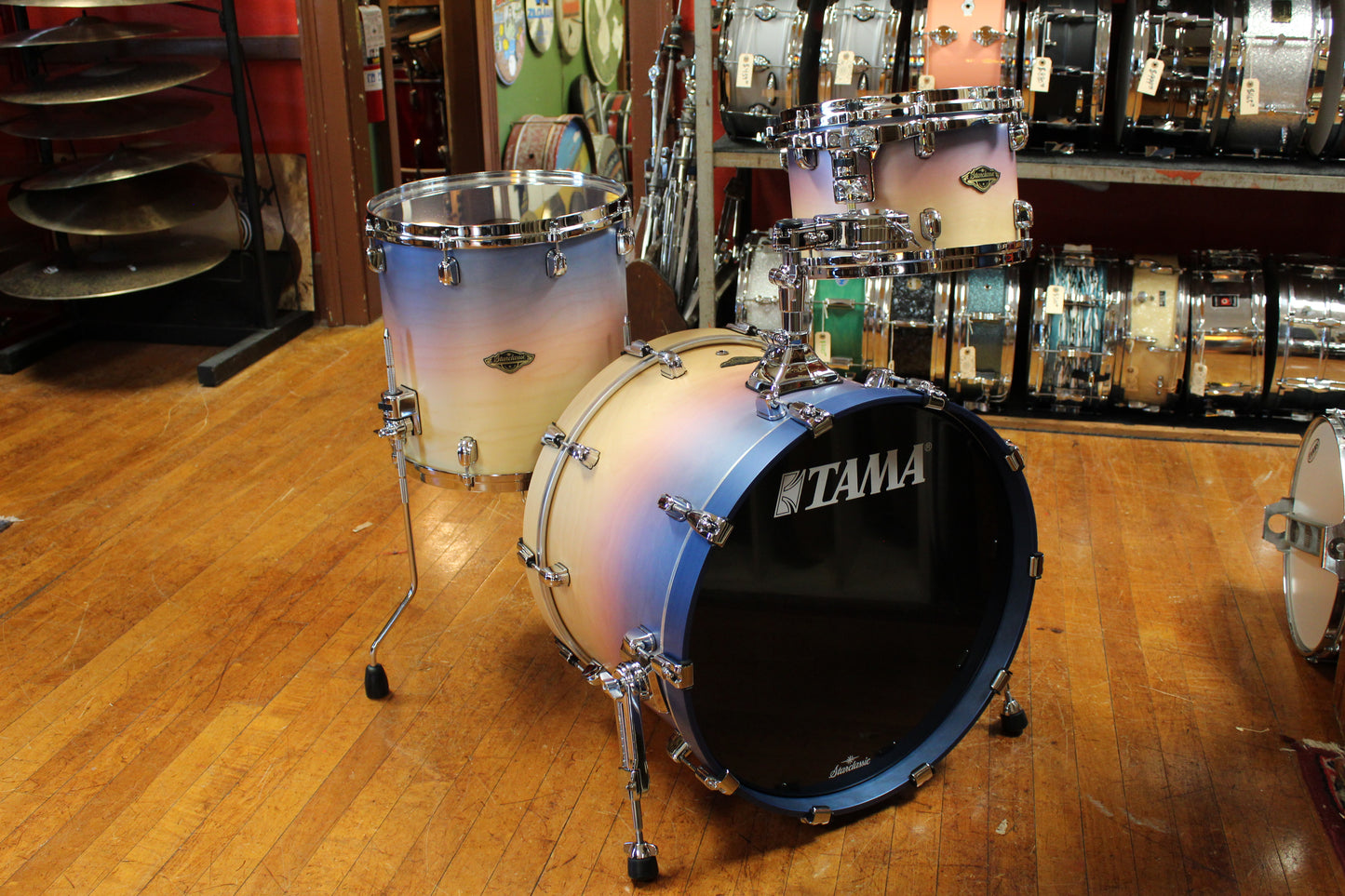 Tama Starclassic Walnut Birch Outfit in Satin Purple Atmosphere fade 14x20 8x12 14x14