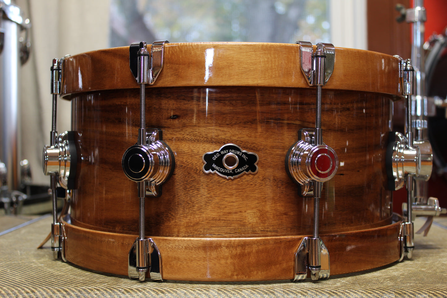 George Way Aristocrat Acacia Snare Drum 7x14 - Natural w/ Wood Hoops