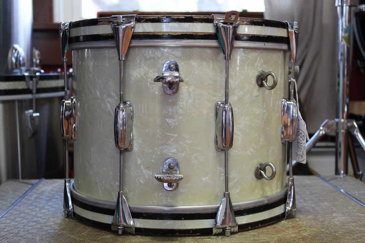 1960s Slingerland 10"x14" Marching Tenor Drum in White Marine Pearl