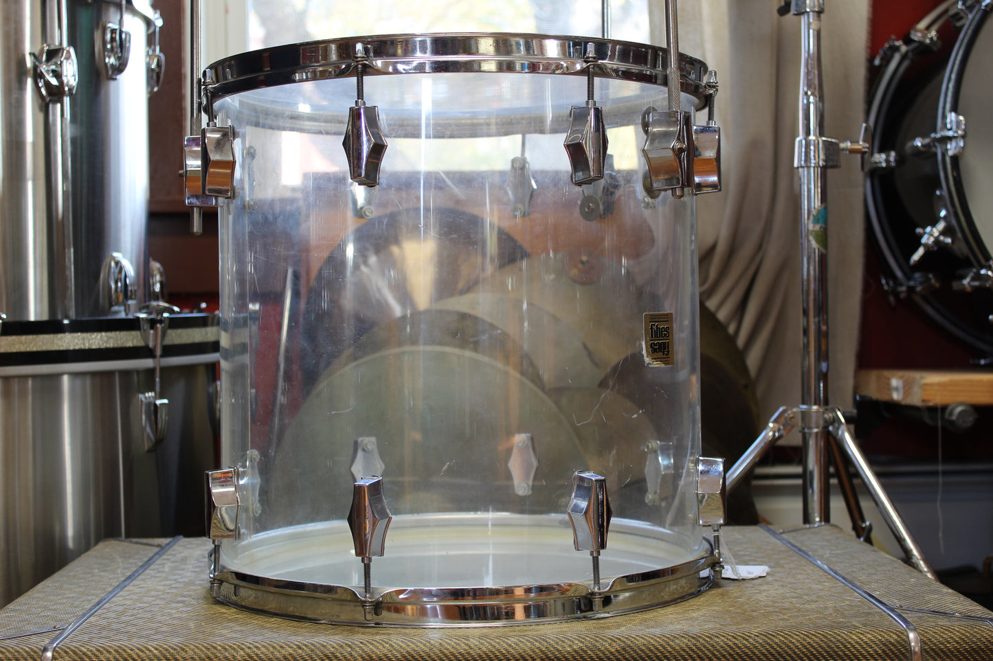 1970s Fibes 16x16 Floor Tom Clear Acrylic