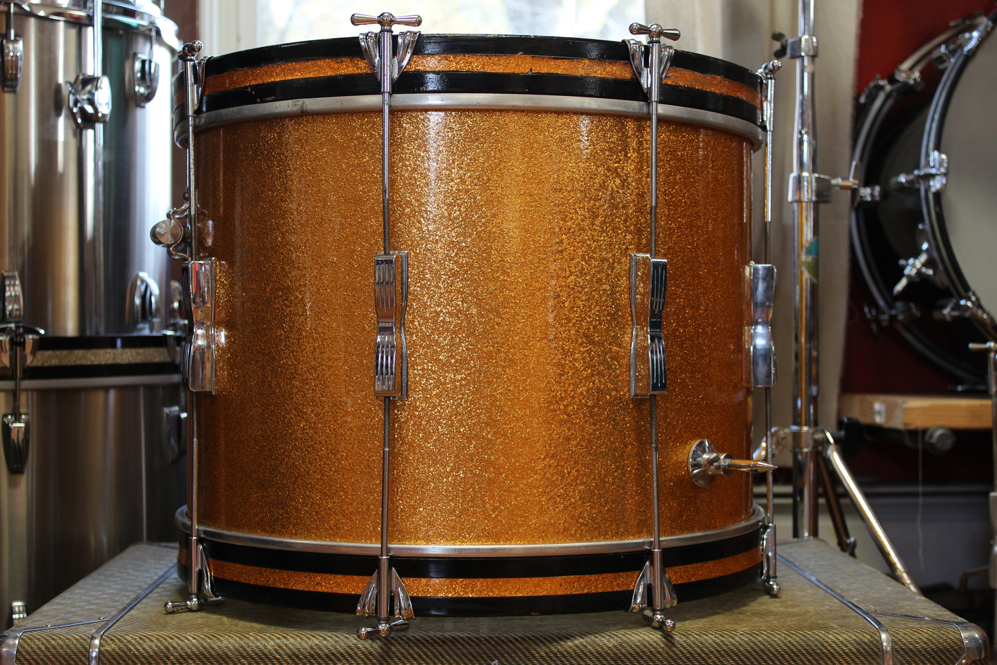 1960s Ludwig Club Date 14x20 14x14 in Gold Sparkle