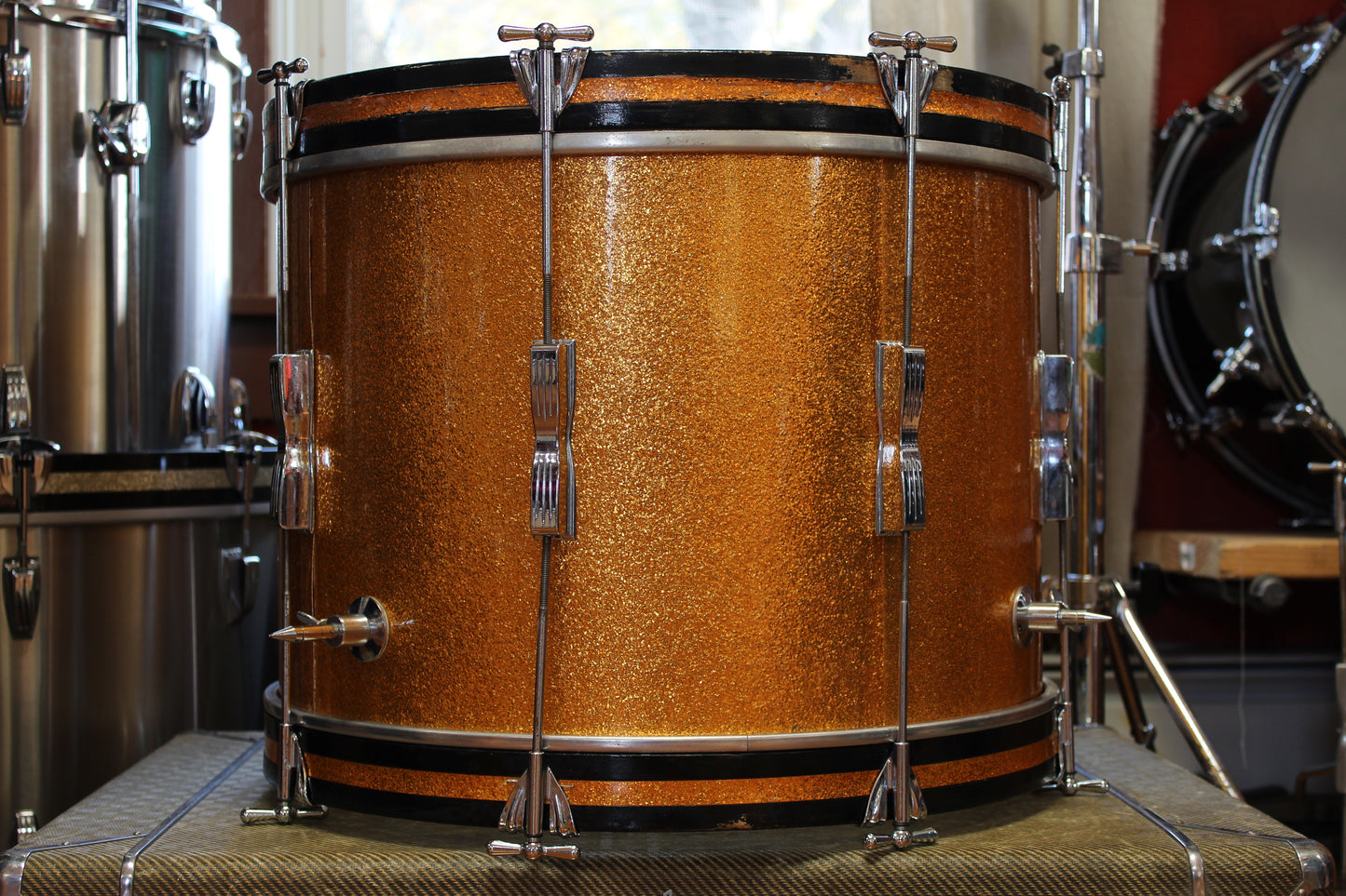 1960s Ludwig Club Date 14x20 14x14 in Gold Sparkle