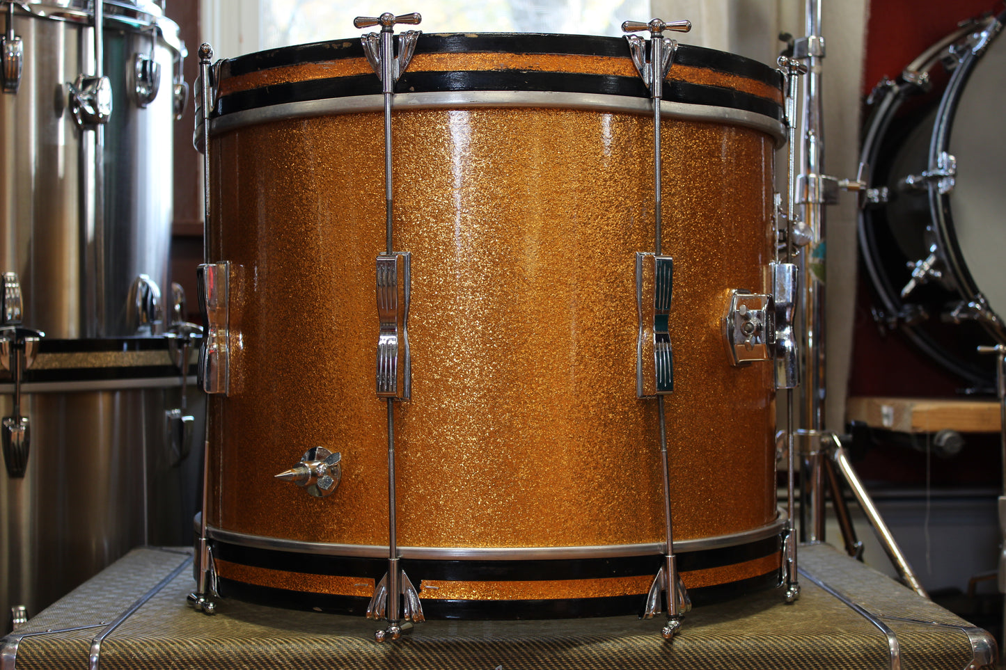 1960s Ludwig Club Date 14x20 14x14 in Gold Sparkle