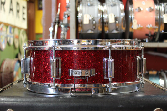 1960s Rogers 5x14 Powertone Snare Drum in Red Sparkle
