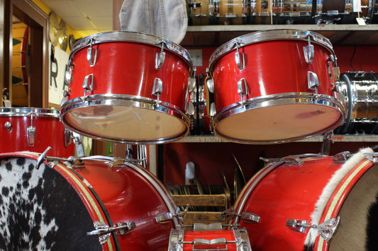 1950s WFL Outfit in Red Lacquer 14x20 14x20 7x13 7x13 16x14 16x16 5.5x14