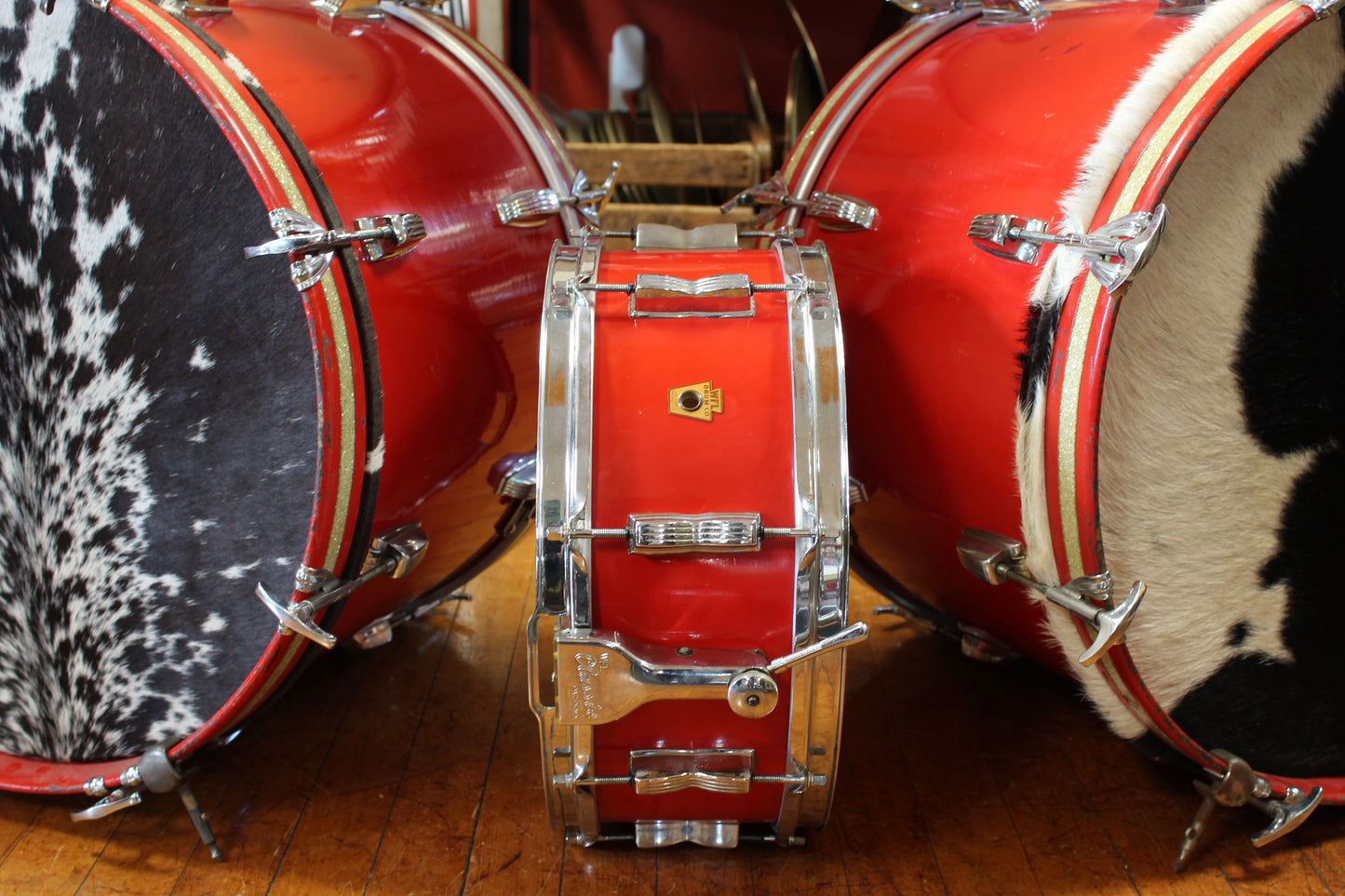 1950s WFL Outfit in Red Lacquer 14x20 14x20 7x13 7x13 16x14 16x16 5.5x14
