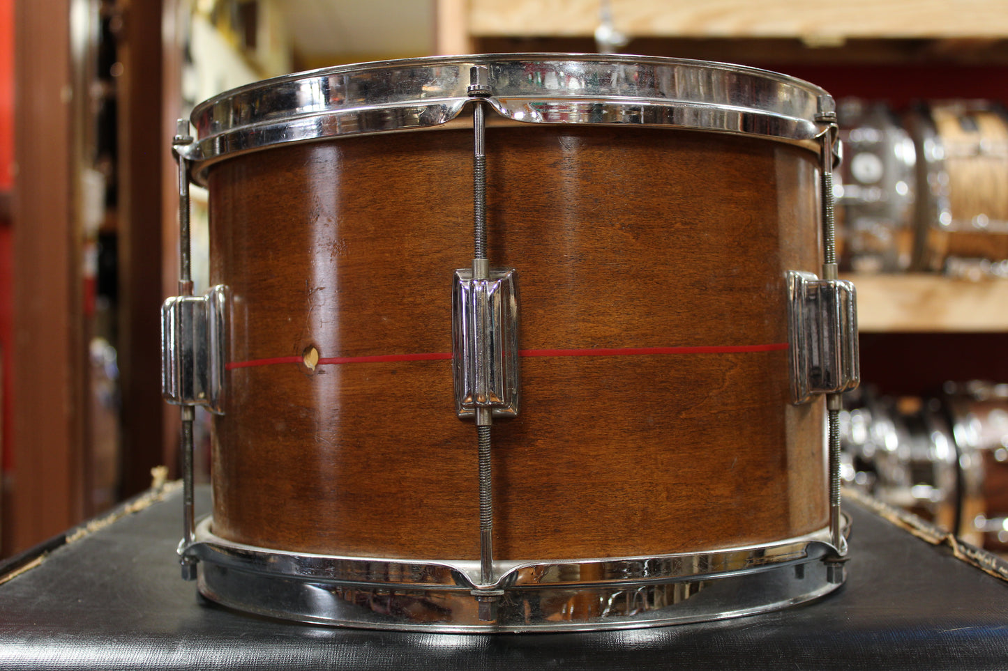 1960s Rogers 8x12 Tower Tom in Walnut Stain with Red Pinstripe