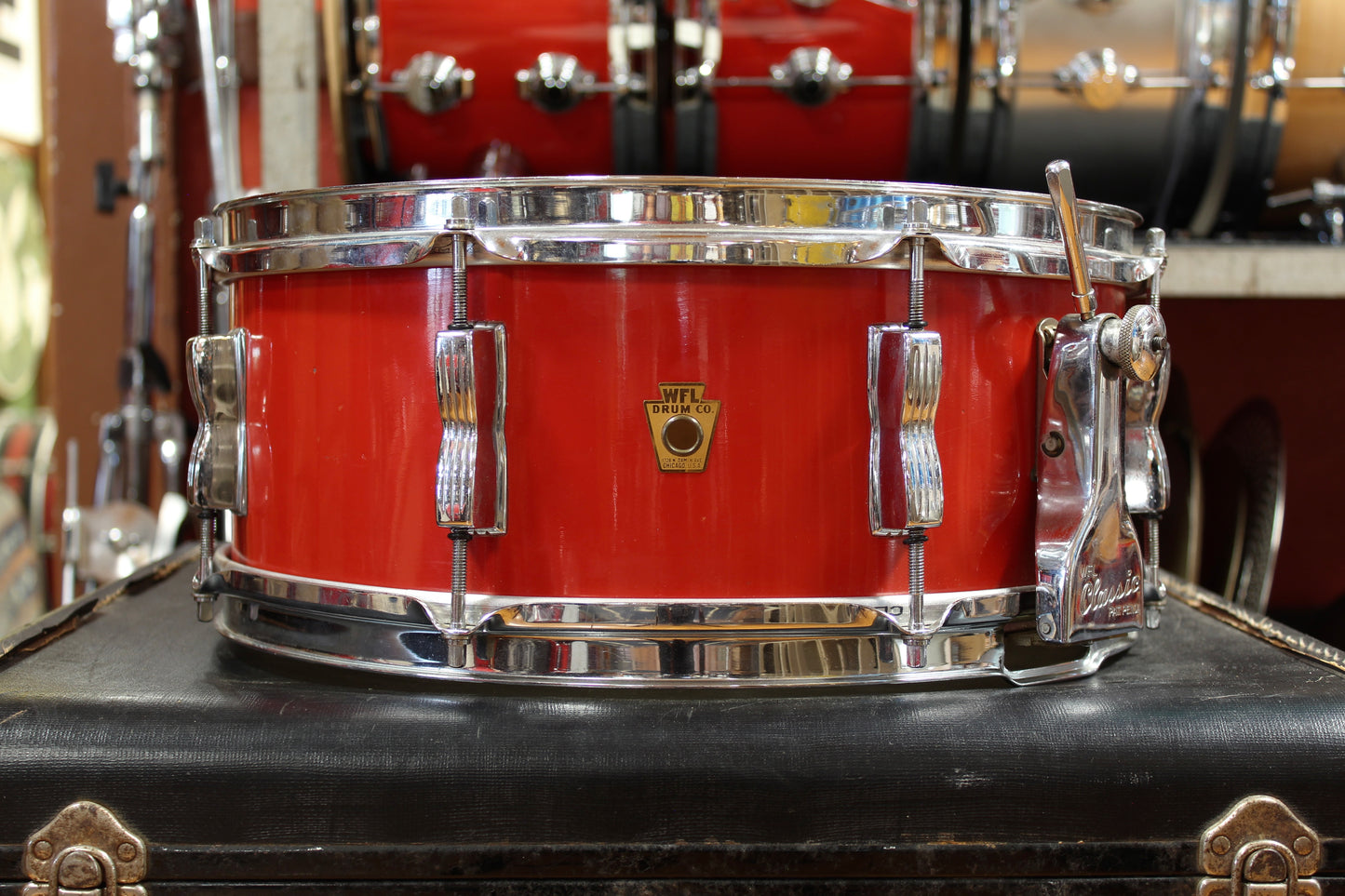 1950s WFL Outfit in Red Lacquer 14x20 14x20 7x13 7x13 16x14 16x16 5.5x14