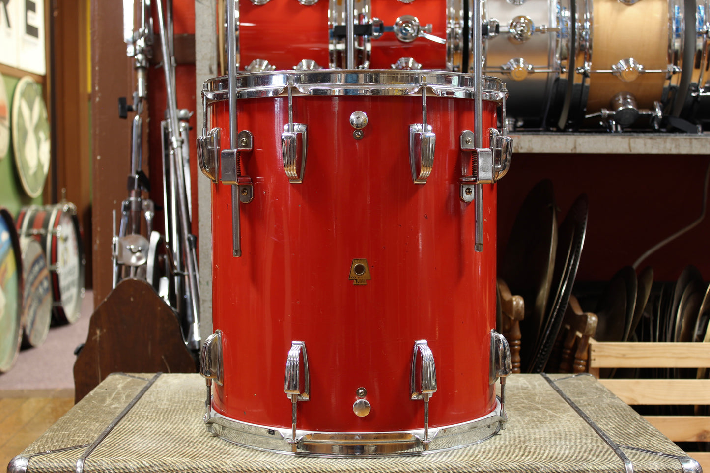 1950s WFL Outfit in Red Lacquer 14x20 14x20 7x13 7x13 16x14 16x16 5.5x14