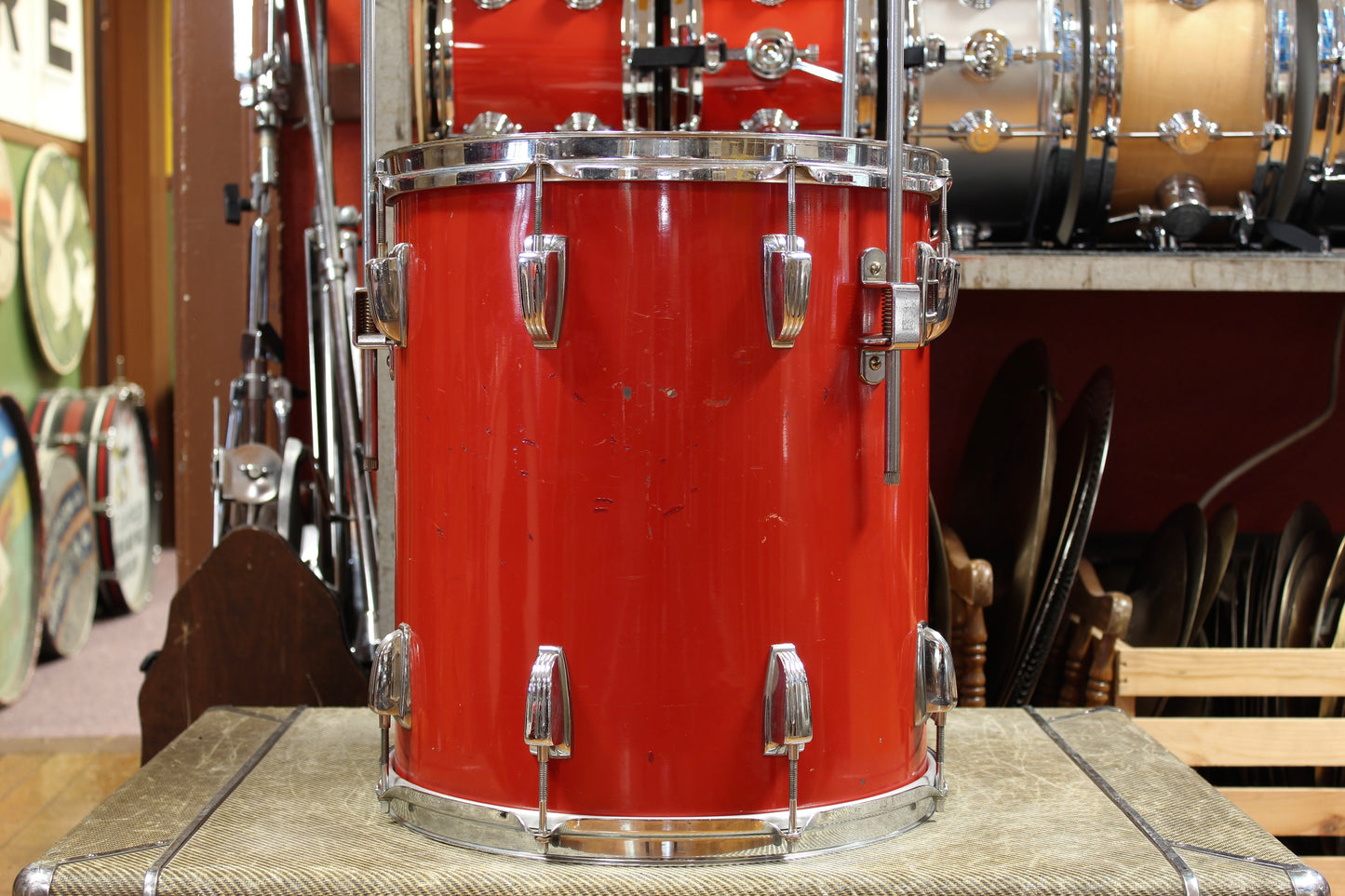 1950s WFL Outfit in Red Lacquer 14x20 14x20 7x13 7x13 16x14 16x16 5.5x14