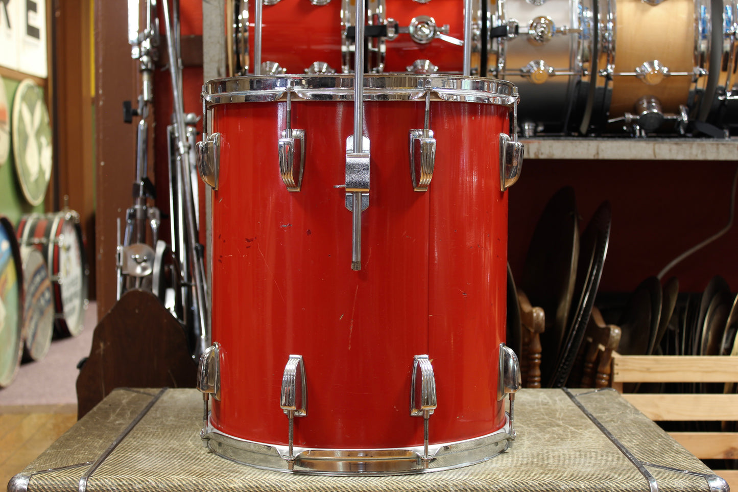 1950s WFL Outfit in Red Lacquer 14x20 14x20 7x13 7x13 16x14 16x16 5.5x14