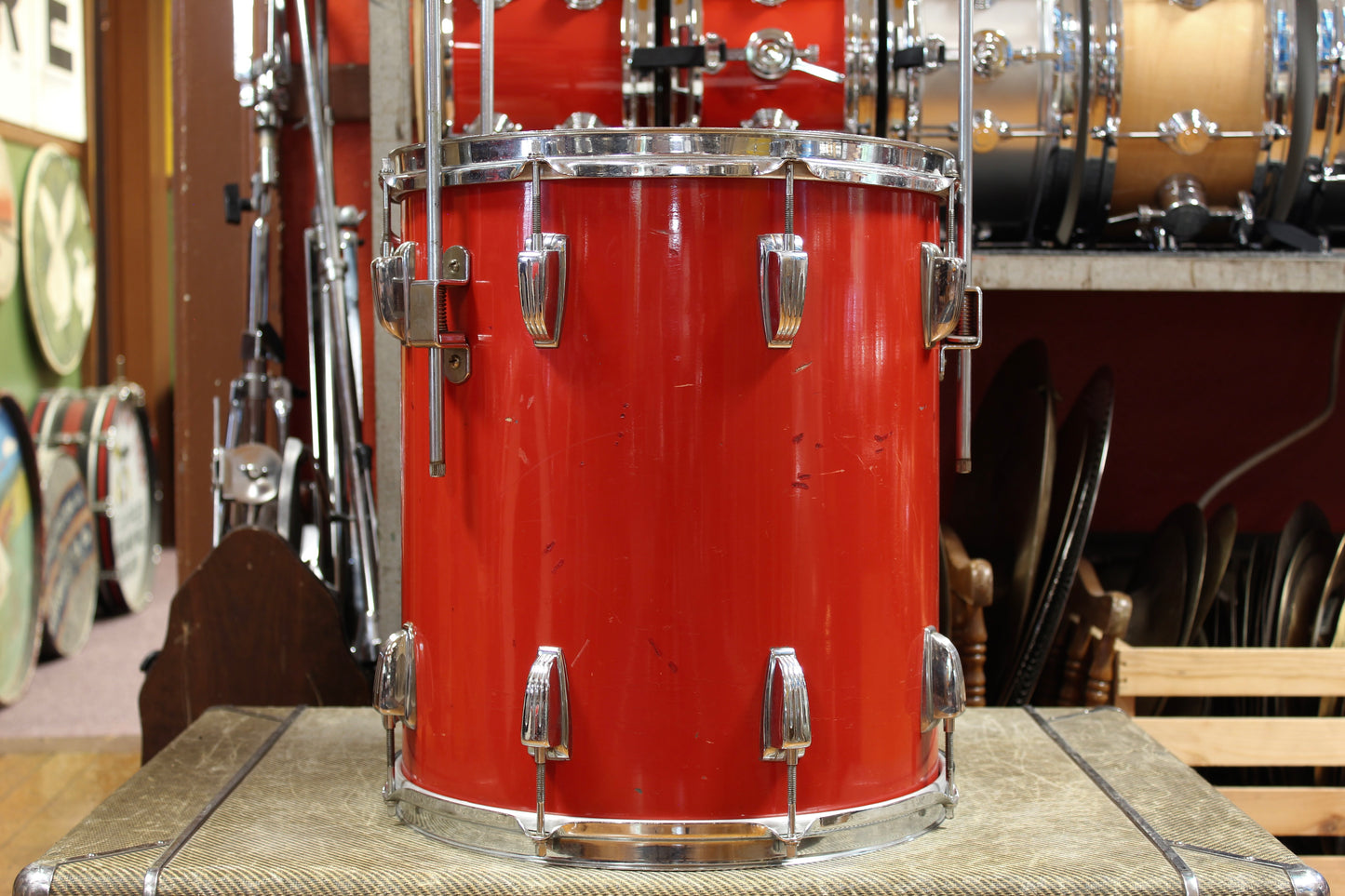 1950s WFL Outfit in Red Lacquer 14x20 14x20 7x13 7x13 16x14 16x16 5.5x14