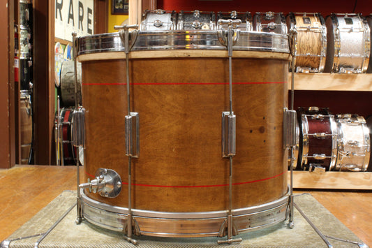 1960s Rogers 14x20 Tower Bass Drum in Walnut Stain with Red Pinstripes