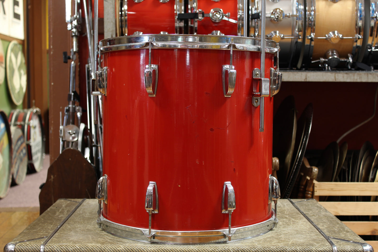 1950s WFL Outfit in Red Lacquer 14x20 14x20 7x13 7x13 16x14 16x16 5.5x14
